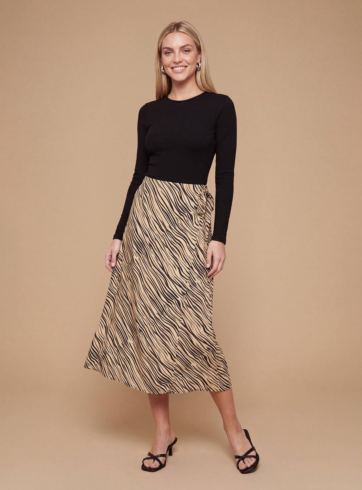 DOROTHY PERKINS Petite Wrap Tie Detail Printed Midi Skirt 18 - Image 1